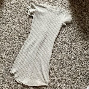 DEREK HEART Gray High Neck Tie Up Back Midi Dress